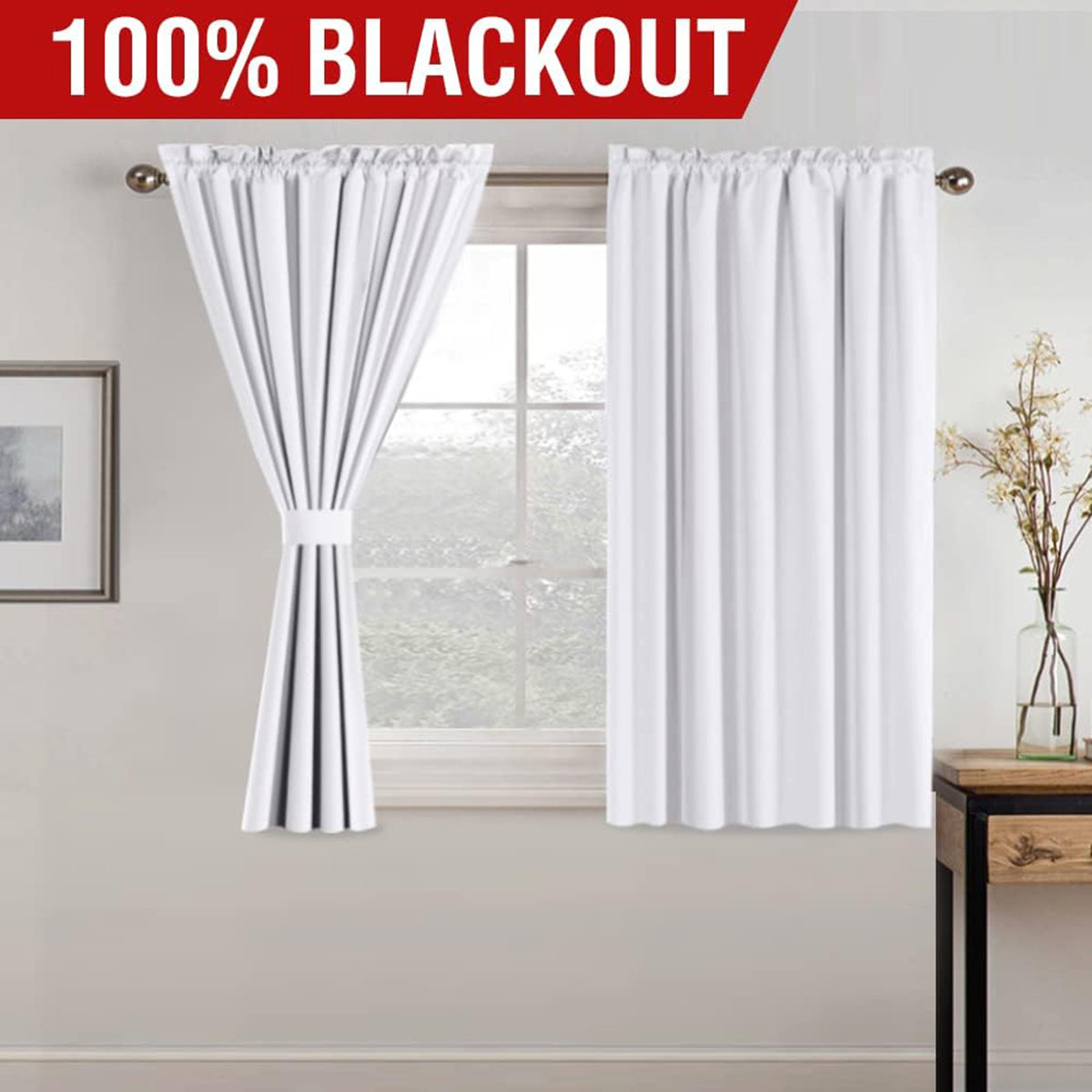 H.VERSAILTEX 100% Blackout Curtains Full Light Blocking Curtain Draperies with Soft White Coating for Bedroom Living Room Thermal Insulated Window Treatment Set of 2 Panels