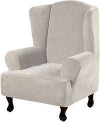 H.VERSAILTEX Velvet Wingback Chair Cover – Plush High Stretch Slipcover, 1 Piece