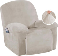 H.VERSAILTEX Velvet Plush Slip Covers for Recliners with Arms 1-Piece Stretch Recliner Chair Covers Furniture Protector Couch Soft with Elastic Bottom Anti-Slip