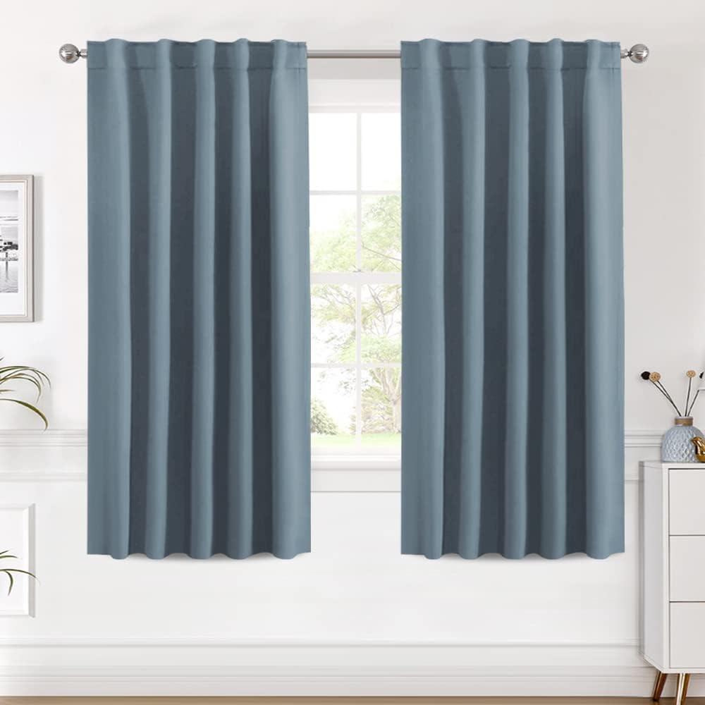 2pcs H.VERSAILTEX Blackout Curtains Thermal Insulated Window Treatment Panels Room Darkening Blackout Drapes for Living Room Back Tab/Rod Pocket Bedroom Draperies