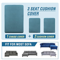 H.VERSAILTEX Sectional Couch Covers 3 Pieces Sofa Seat Cushion Covers L Shape Separate Cushion Couch Chaise Cover for Both Left/Right Sectional Couch (Large Sofa 2 Seater + 1 Chaise, Dusty Blue)