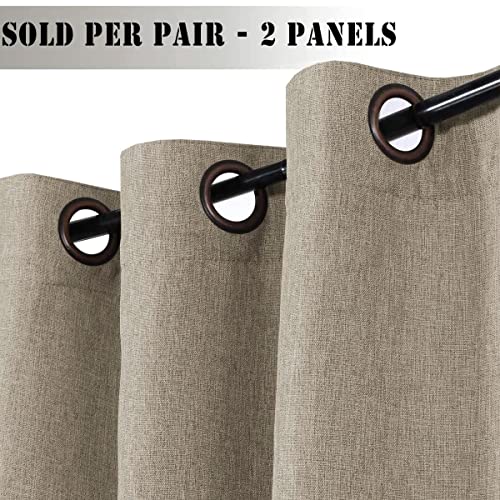 H.VERSAILTEX Linen Blackout Curtains 96 Inches Long for Bedroom/Living Room Thermal Insulated Grommet Curtain Drapes Primitive Textured Linen Burlap Effect Window Draperies 2 Panels - Navy