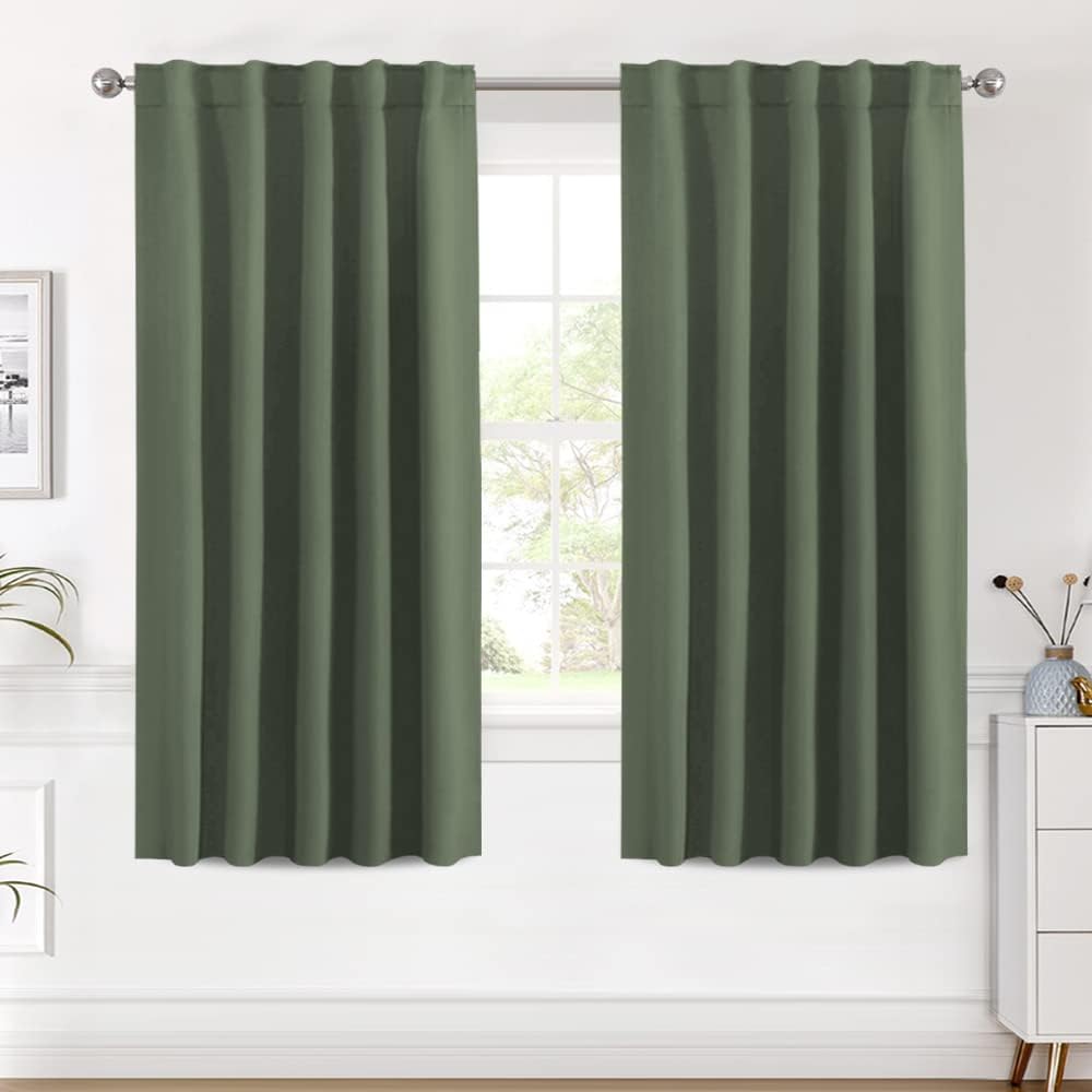 2pcs H.VERSAILTEX Blackout Curtains Thermal Insulated Window Treatment Panels Room Darkening Blackout Drapes for Living Room Back Tab/Rod Pocket Bedroom Draperies