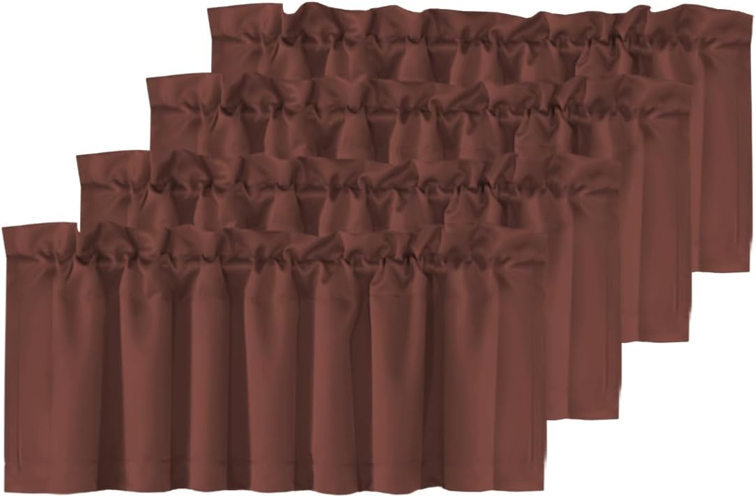 H.VERSAILTEX White Curtain Valances for Windows，Room Darking Kitchen Valances for Living Room/Bedroom/Bathroom Short Window Privacy Decorative Rod Pocket,52" W x 18" L,4 Panels