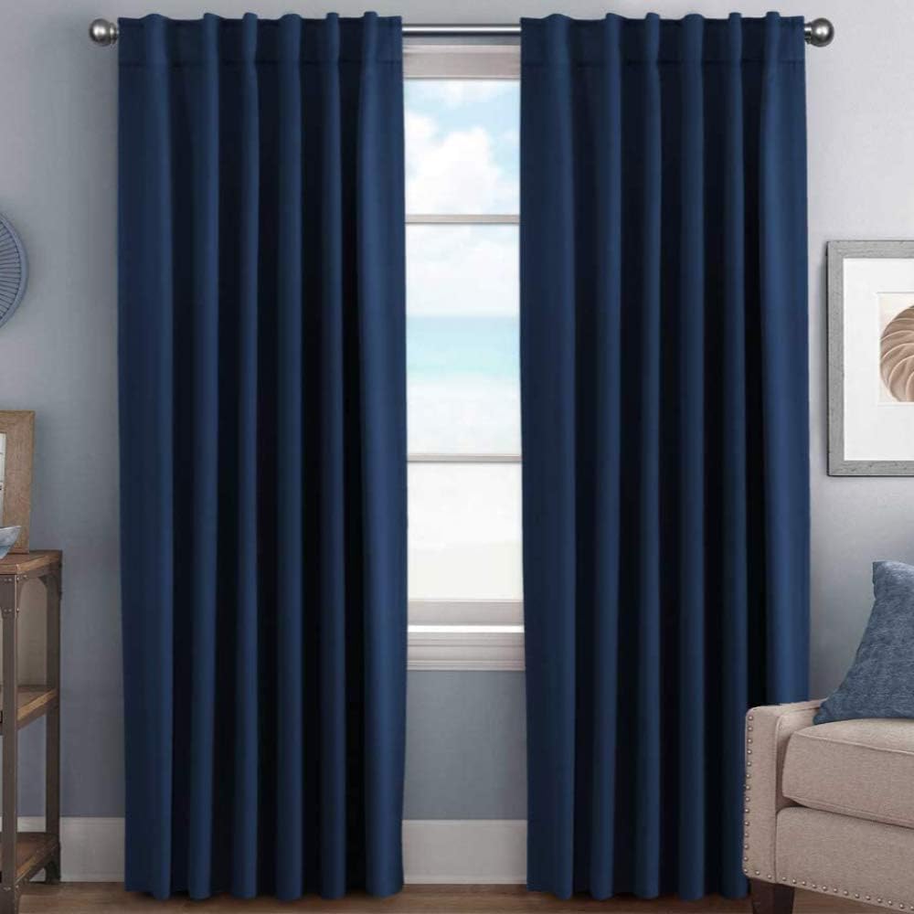 2pcs H.VERSAILTEX Blackout Curtains Thermal Insulated Window Treatment Panels Room Darkening Blackout Drapes for Living Room Back Tab/Rod Pocket Bedroom Draperies