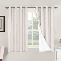 2 pcs  H.VERSAILTEX 100% Blackout Linen Curtains Full Light Blocking Curtains for Bedroom, Textured Window Curtains for Living Room, Energy Efficient Curtains White Liner