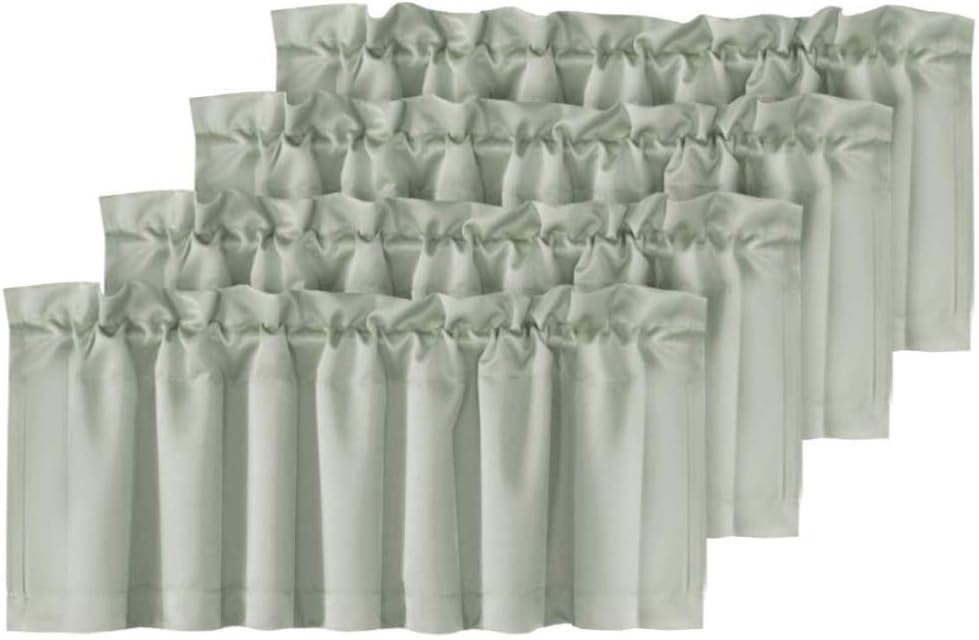 H.VERSAILTEX White Curtain Valances for Windows，Room Darking Kitchen Valances for Living Room/Bedroom/Bathroom Short Window Privacy Decorative Rod Pocket,52" W x 18" L,4 Panels