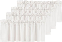 H.VERSAILTEX White Curtain Valances for Windows，Room Darking Kitchen Valances for Living Room/Bedroom/Bathroom Short Window Privacy Decorative Rod Pocket,52" W x 18" L,4 Panels