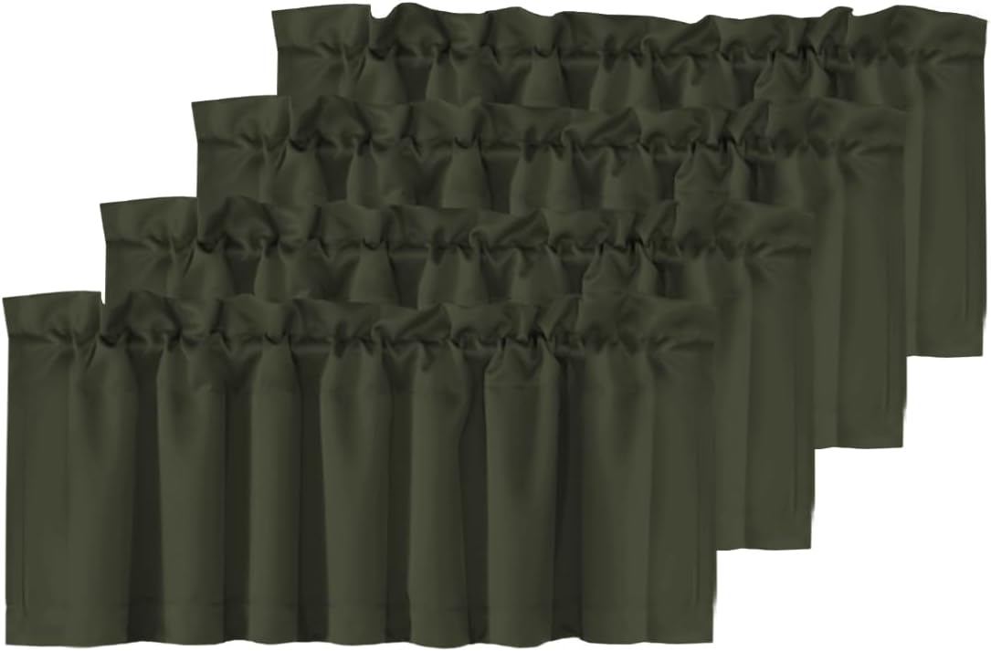 H.VERSAILTEX White Curtain Valances for Windows，Room Darking Kitchen Valances for Living Room/Bedroom/Bathroom Short Window Privacy Decorative Rod Pocket,52" W x 18" L,4 Panels