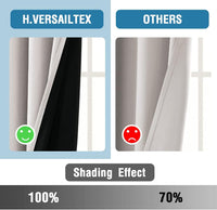 H.VERSAILTEX 100% Blackout Curtains for Bedroom Short Curtains Half Window Curtains for Kitchen, Privacy Energy Saving Curtain Tiers for Bathroom Shades, W 42 x L 36 inch, Pumice Stone, Set of 2