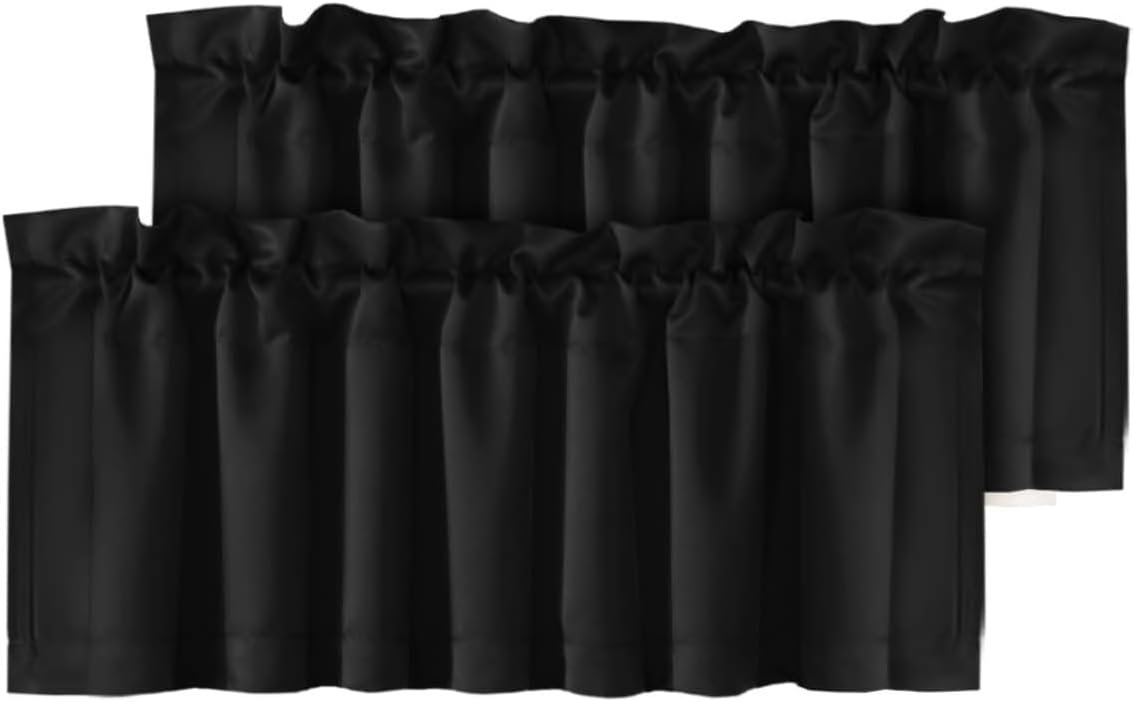 H.VERSAILTEX White Curtain Valances for Windows，Room Darking Kitchen Valances for Living Room/Bedroom/Bathroom Short Window Privacy Decorative Rod Pocket,52" W x 18" L,4 Panels