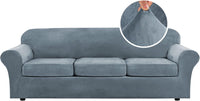 H.VERSAILTEX Modern Velvet Plush High Stretch Sofa Slipcover Furniture Protector Form Fit Luxury Thick Sofa Cover for 3 Cushion Couch, Machine Washable Width Up to 90 Inch