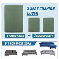 H.VERSAILTEX Sectional Couch Covers 3 Pieces Sofa Seat Cushion Covers L Shape Separate Cushion Couch Chaise Cover for Both Left/Right Sectional Couch (Large Sofa 2 Seater + 1 Chaise, Dusty Blue)