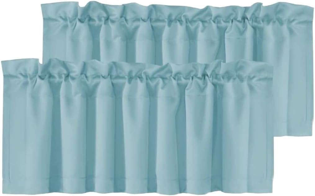 H.VERSAILTEX White Curtain Valances for Windows，Room Darking Kitchen Valances for Living Room/Bedroom/Bathroom Short Window Privacy Decorative Rod Pocket,52" W x 18" L,4 Panels