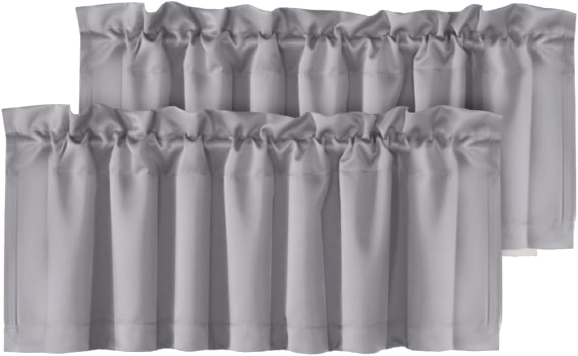 H.VERSAILTEX White Curtain Valances for Windows，Room Darking Kitchen Valances for Living Room/Bedroom/Bathroom Short Window Privacy Decorative Rod Pocket,52" W x 18" L,4 Panels
