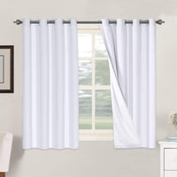 2 pcs  H.VERSAILTEX 100% Blackout Linen Curtains Full Light Blocking Curtains for Bedroom, Textured Window Curtains for Living Room, Energy Efficient Curtains White Liner