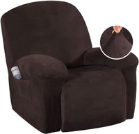 H.VERSAILTEX Velvet Plush Slip Covers for Recliners with Arms 1-Piece Stretch Recliner Chair Covers Furniture Protector Couch Soft with Elastic Bottom Anti-Slip