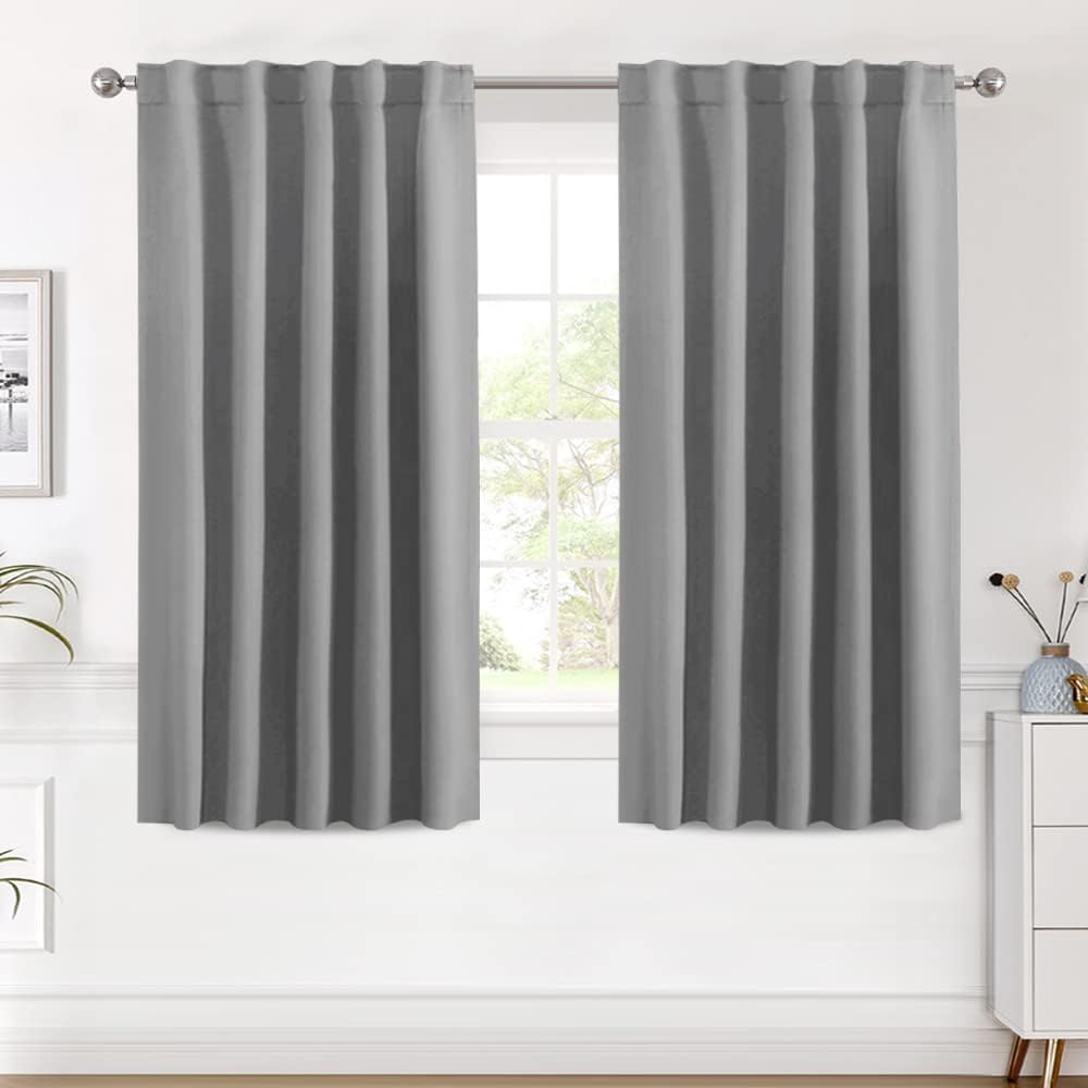 2 pcs H.VERSAILTEX Blackout Curtains Thermal Insulated Window Treatment Panels Room Darkening Blackout Drapes for Living Room Back Tab/Rod Pocket Bedroom Draperies