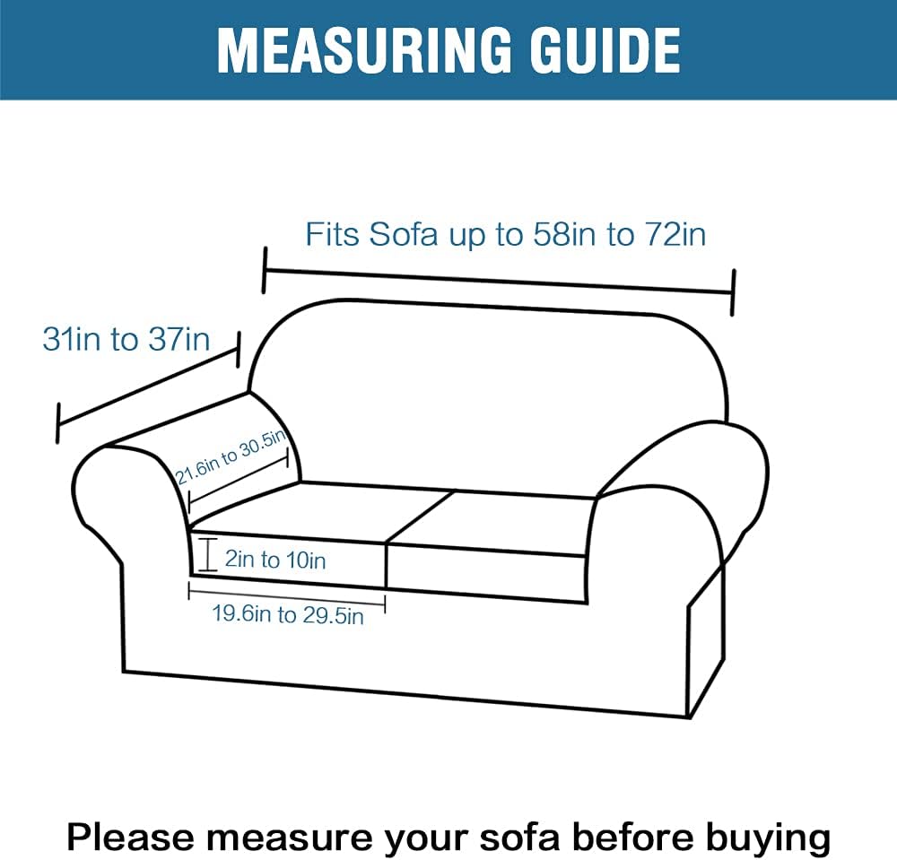 H.VERSAILTEX Super Stretch Sofa Covers 3 Piece Set Soft Thick Individual Cushion Covers Pet Friendly
