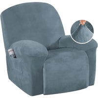 Velvet Plush Slip Covers for Recliners with Arms 1-Piece Stretch Recliner