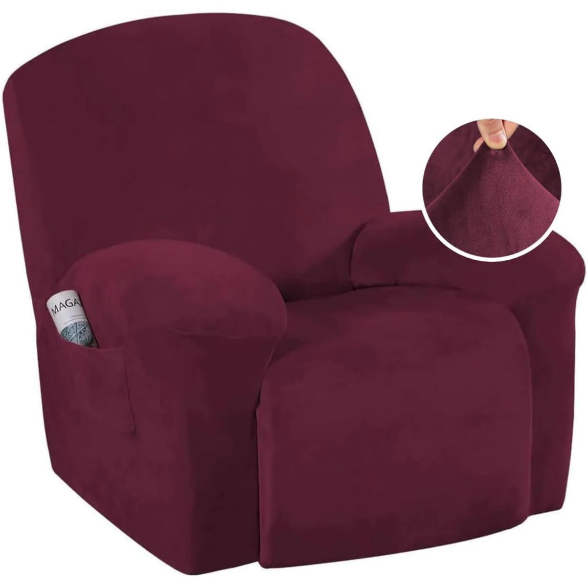 Velvet Plush Slip Covers for Recliners with Arms 1-Piece Stretch Recliner