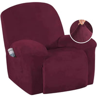 Velvet Plush Slip Covers for Recliners with Arms 1-Piece Stretch Recliner