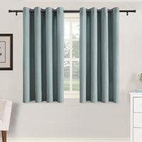 H.VERSAILTEX Grommet Natural Linen Textured Kitchen Curtains 45 inch Length, Thick Faux Linen Room Darkening Window Treatment Set for Farmhouse/Bedroom 52W x 45L,2 Panels,Heather Aqua
