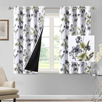 H.VERSAILTEX 100% Blackout Curtains 63 inch Length 2 Panels Set Cattleya Floral Printed Drapes Leah Floral Thermal Curtains for Bedroom with Black Liner Sound Proof Curtains, Navy and Taupe