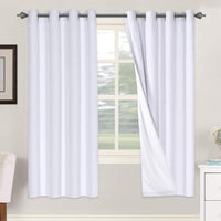 2 pcs  H.VERSAILTEX 100% Blackout Linen Curtains Full Light Blocking Curtains for Bedroom, Textured Window Curtains for Living Room, Energy Efficient Curtains White Liner