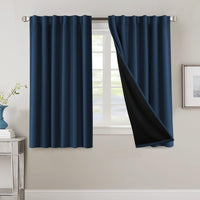 H.VERSAILTEX 100% Blackout Curtains for Bedroom with Black Liner Full Room Darkening Curtains 84 Inch Long Thermal Insulated Back Tab/Rod Pocket Window Drapes for Living Room, 2 Panels, Natural Sand