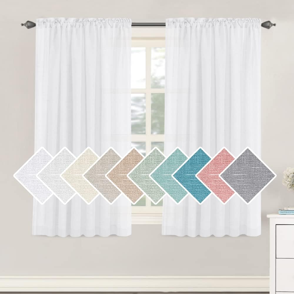 h.versailtx Linen Blend Semi Sheer Curtain Panels Natural Light Filtering Rod Pocket product image