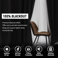 H.VERSAILTEX 100% Blackout Curtains for Bedroom with Black Liner Full Room Darkening Curtains 84 Inch Long Thermal Insulated Back Tab/Rod Pocket Window Drapes for Living Room, 2 Panels, Natural Sand