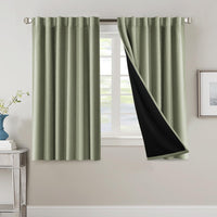 H.VERSAILTEX 100% Blackout Curtains for Bedroom with Black Liner Full Room Darkening Curtains 84 Inch Long Thermal Insulated Back Tab/Rod Pocket Window Drapes for Living Room, 2 Panels, Natural Sand