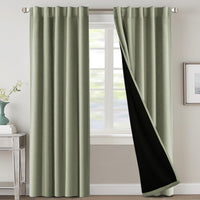 H.VERSAILTEX 100% Blackout Curtains for Bedroom with Black Liner Full Room Darkening Curtains 84 Inch Long Thermal Insulated Back Tab/Rod Pocket Window Drapes for Living Room, 2 Panels, Natural Sand