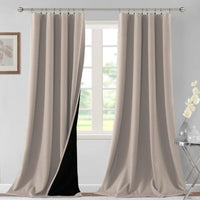 H.VERSAILTEX 100% Blackout Curtains for Bedroom Short Curtains Half Window Curtains for Kitchen, Privacy Energy Saving Curtain Tiers for Bathroom Shades, W 42 x L 36 inch, Pumice Stone, Set of 2