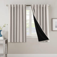 H.VERSAILTEX 100% Blackout Curtains for Bedroom with Black Liner Full Room Darkening Curtains 84 Inch Long Thermal Insulated Back Tab/Rod Pocket Window Drapes for Living Room, 2 Panels, Natural Sand