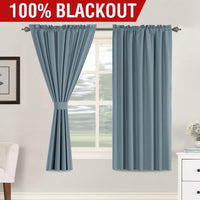 H.VERSAILTEX 100% Blackout Curtains Full Light Blocking Curtain Draperies with Soft White Coating for Bedroom Living Room Thermal Insulated Window Treatment Set of 2 Panels