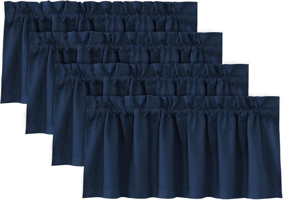 H.VERSAILTEX 100% Blackout Valances for Windows,Kitchen Window Valances Short Grey Window Valance Curtains for Living Room/Bedroom/Bathroom Privacy Decorative Rod Pocket,2 Pack, 52" x 18", Dove Gray