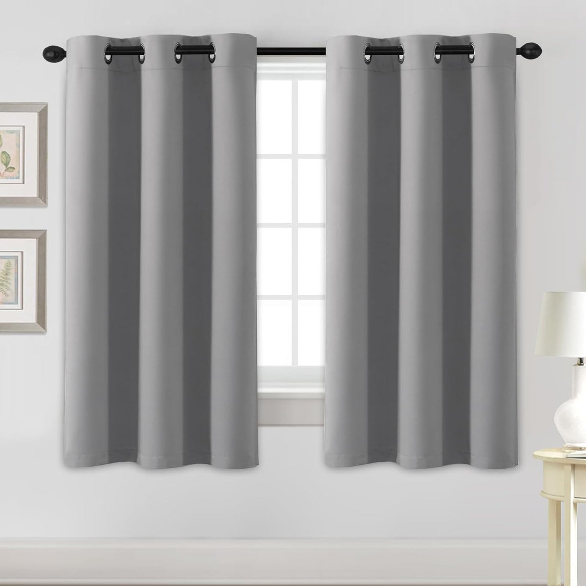 H.VERSAILTEX Stone Blue Blackout Curtains for Bedroom/Living Room 2 Panels Set - Thermal Insulated Room Darkening Grommet Top Blue Curtains