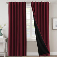 H.VERSAILTEX 100% Blackout Curtains for Bedroom with Black Liner Full Room Darkening Curtains 84 Inch Long Thermal Insulated Back Tab/Rod Pocket Window Drapes for Living Room, 2 Panels, Natural Sand