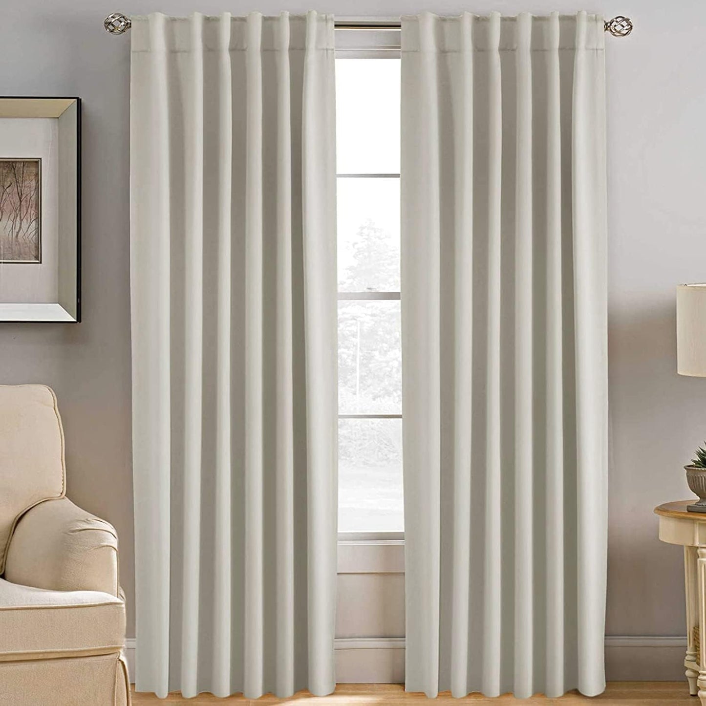 2 pcs H.VERSAILTEX Blackout Curtains Thermal Insulated Window Treatment Panels Room Darkening Blackout Drapes for Living Room Back Tab/Rod Pocket Bedroom Draperies