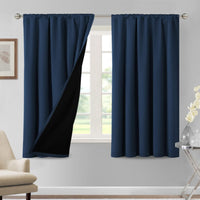 H.VERSAILTEX 100% Blackout Curtains for Bedroom Short Curtains Half Window Curtains for Kitchen, Privacy Energy Saving Curtain Tiers for Bathroom Shades, W 42 x L 36 inch, Pumice Stone, Set of 2