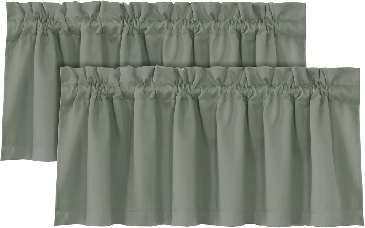 H.VERSAILTEX 100% Blackout Valances for Windows,Kitchen Window Valances Short Grey Window Valance Curtains for Living Room/Bedroom/Bathroom Privacy Decorative Rod Pocket,2 Pack, 52" x 18", Dove Gray