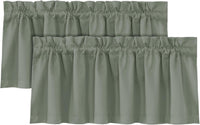 H.VERSAILTEX 100% Blackout Valances for Windows,Kitchen Window Valances Short Grey Window Valance Curtains for Living Room/Bedroom/Bathroom Privacy Decorative Rod Pocket,2 Pack, 52" x 18", Dove Gray