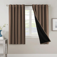 H.VERSAILTEX 100% Blackout Curtains for Bedroom with Black Liner Full Room Darkening Curtains 84 Inch Long Thermal Insulated Back Tab/Rod Pocket Window Drapes for Living Room, 2 Panels, Natural Sand