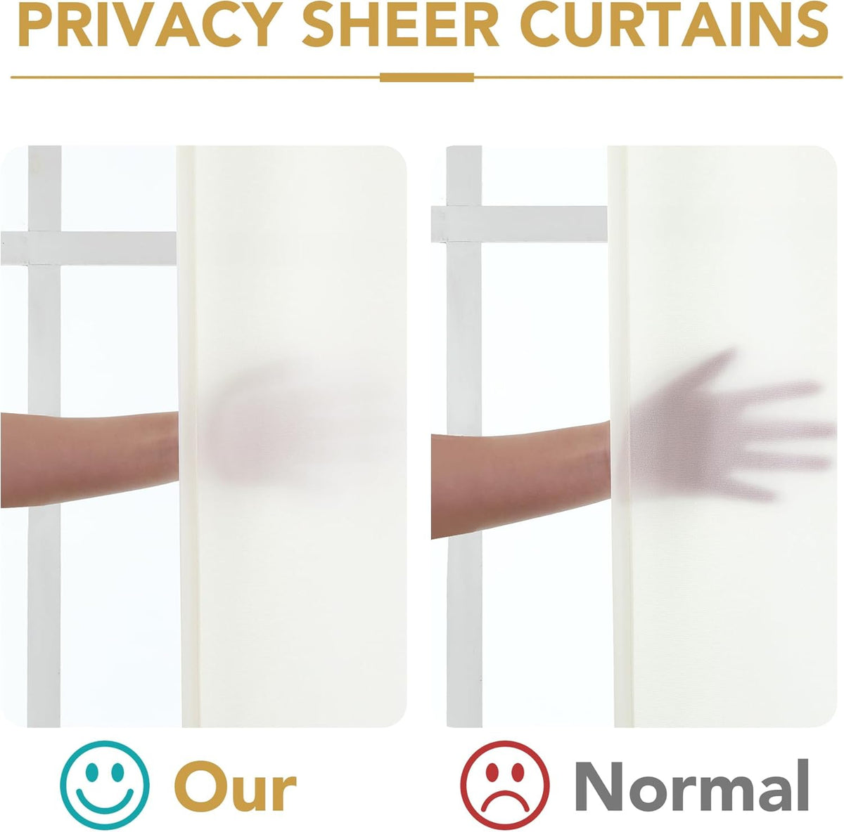 H.VERSAILTEX Sheer Curtains Long Non-See-Through Farmhouse  Privacy Curtains for Living Room Light Filtering Semi Sheer 2 Panels Rod Pocket