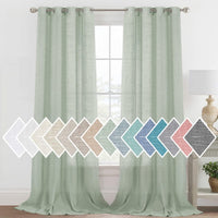 h.versailtx Linen Sheer Curtains Semi Sheer Light Filtering Silver Grommet 2 Panels product image