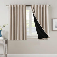 H.VERSAILTEX 100% Blackout Curtains for Bedroom with Black Liner Full Room Darkening Curtains 84 Inch Long Thermal Insulated Back Tab/Rod Pocket Window Drapes for Living Room, 2 Panels, Natural Sand