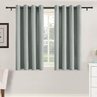 H.VERSAILTEX Grommet Natural Linen Textured Kitchen Curtains 45 inch Length, Thick Faux Linen Room Darkening Window Treatment Set for Farmhouse/Bedroom 52W x 45L,2 Panels,Heather Aqua