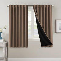 H.VERSAILTEX 100% Blackout Curtains for Bedroom with Black Liner Full Room Darkening Curtains 84 Inch Long Thermal Insulated Back Tab/Rod Pocket Window Drapes for Living Room, 2 Panels, Natural Sand